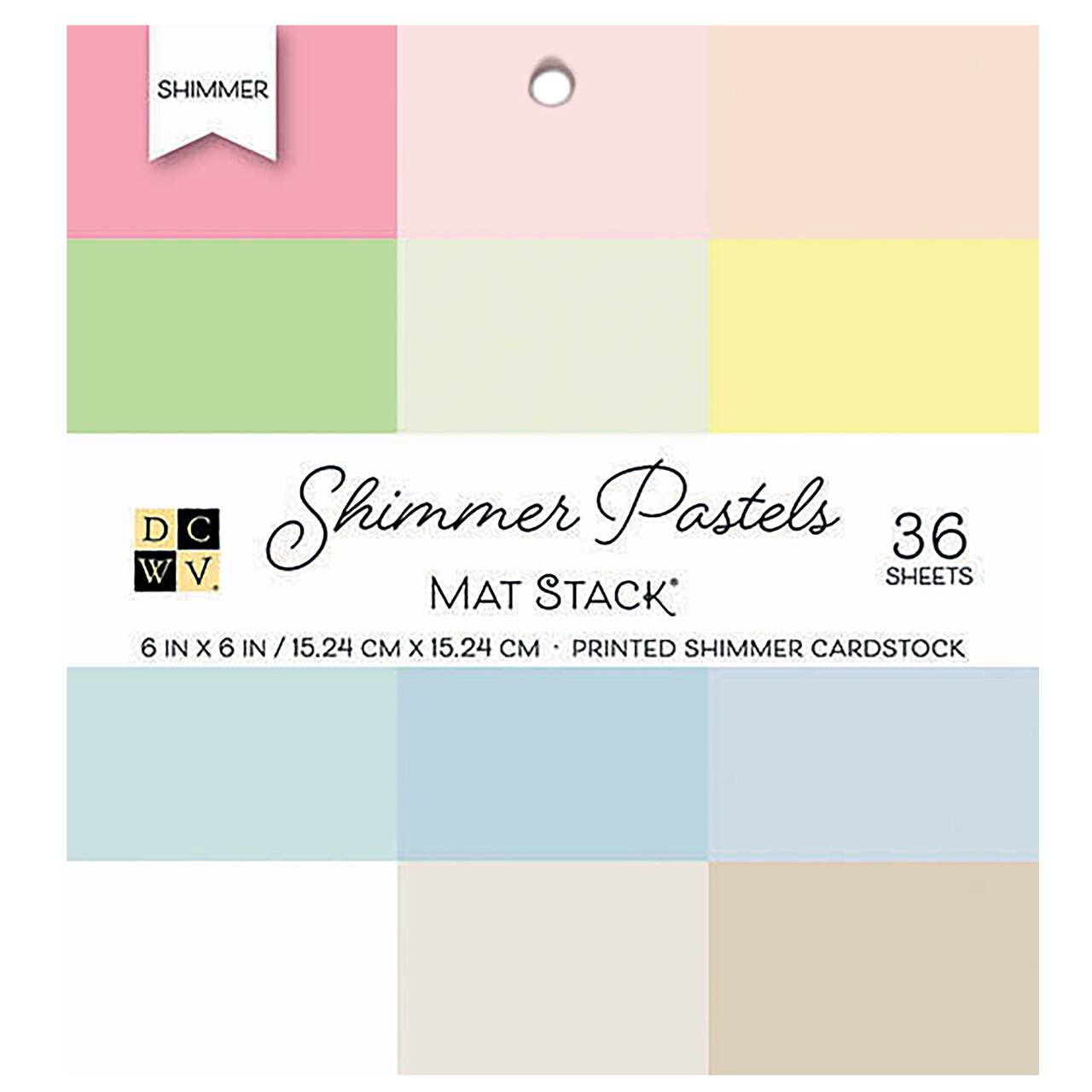 DCWV® 6" x 6" Shimmer Pastels Solid Single-Sided Cardstock Stack, 36 Sheets